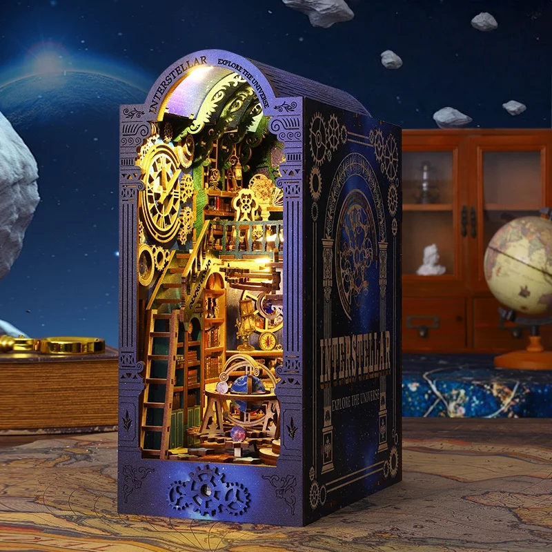OUZEY Nook del libro della missione interstellare, Habitat spaziale fai-da-te in legno 3D, kit di costruzione di fantascienza per adolescenti