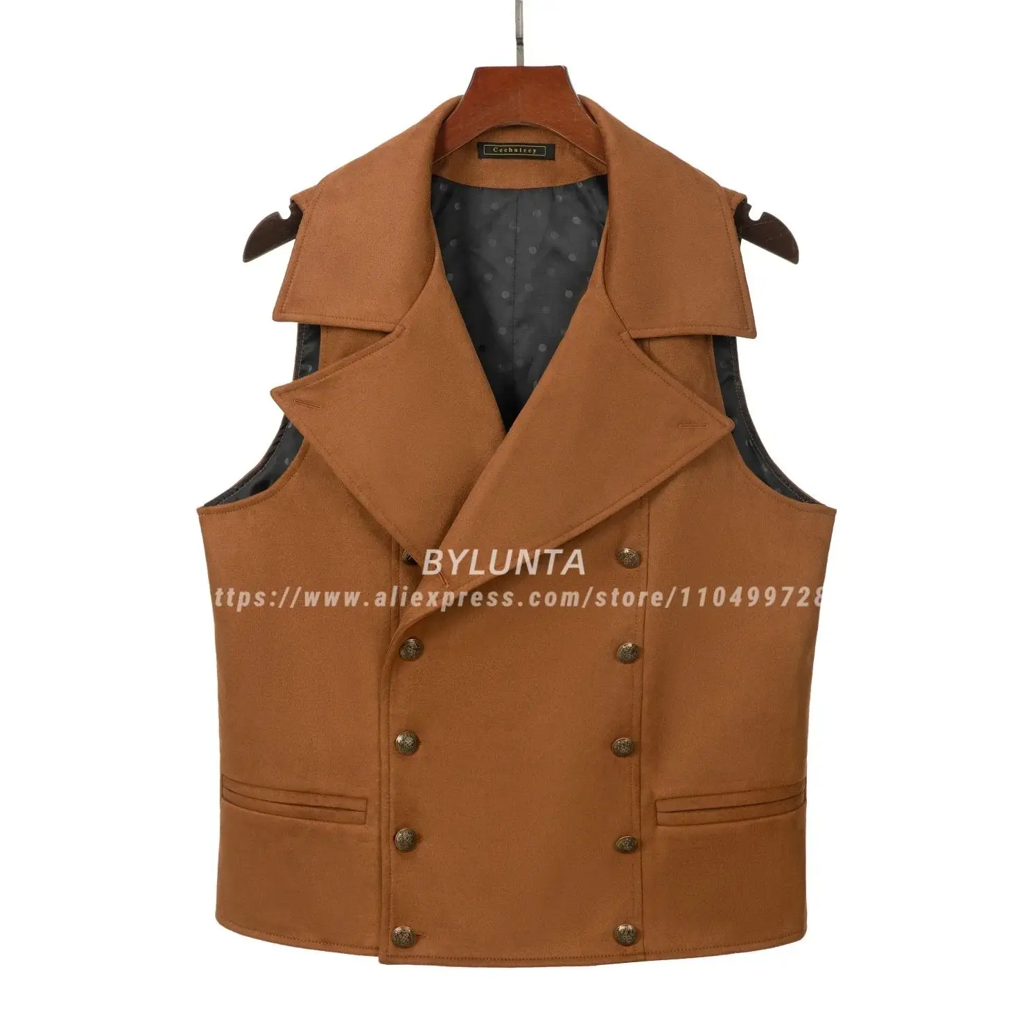 

Bylunta мужской костюм замшевый двубортный жилет классический свадебный жилет жениха кожаный большой лацкан