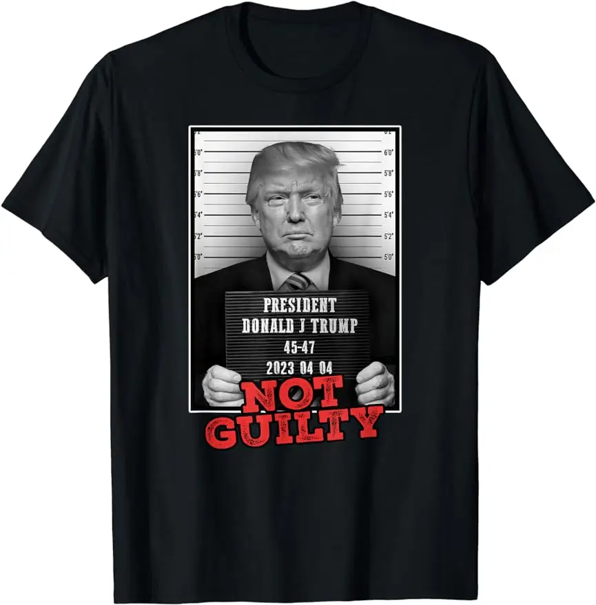 Funny Donald Trump Not Guilty Mug Shot Free Trump 2024 T-Shirt Unisex Style Shirts for Women Graphic Custom Printed TShirts