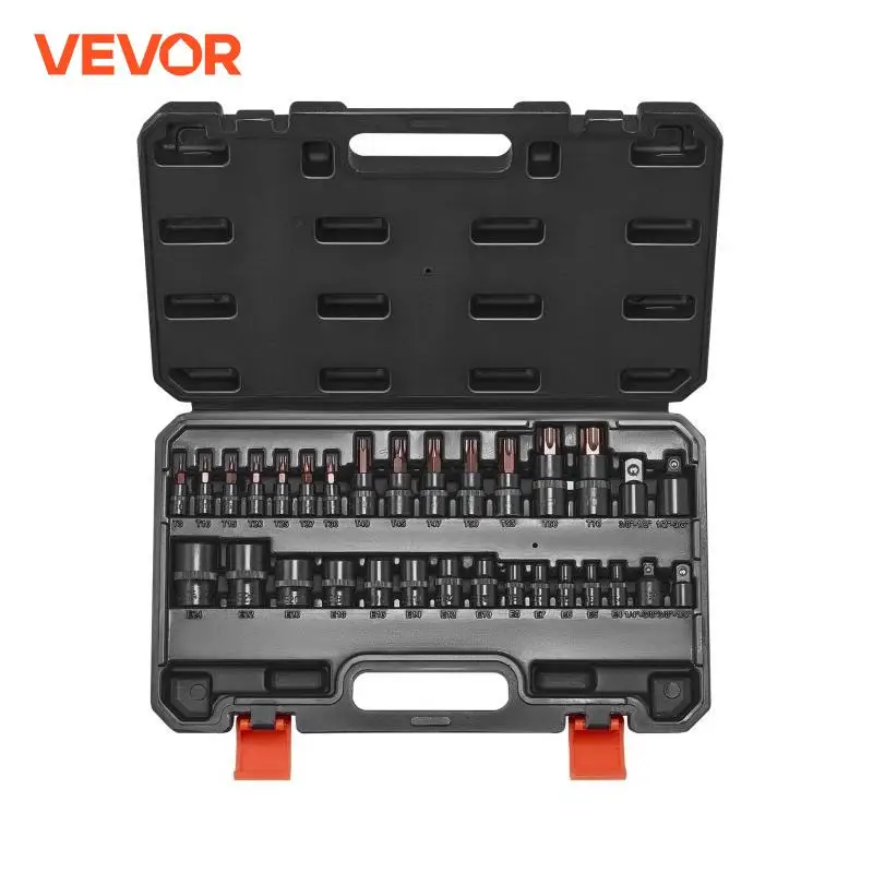 VEVOR توركس بت المقبس ومجموعة مقابس توركس الخارجية 31 قطعة سبائك الصلب والفولاذ Cr-V مع محول وحقيبة تخزين محسنة