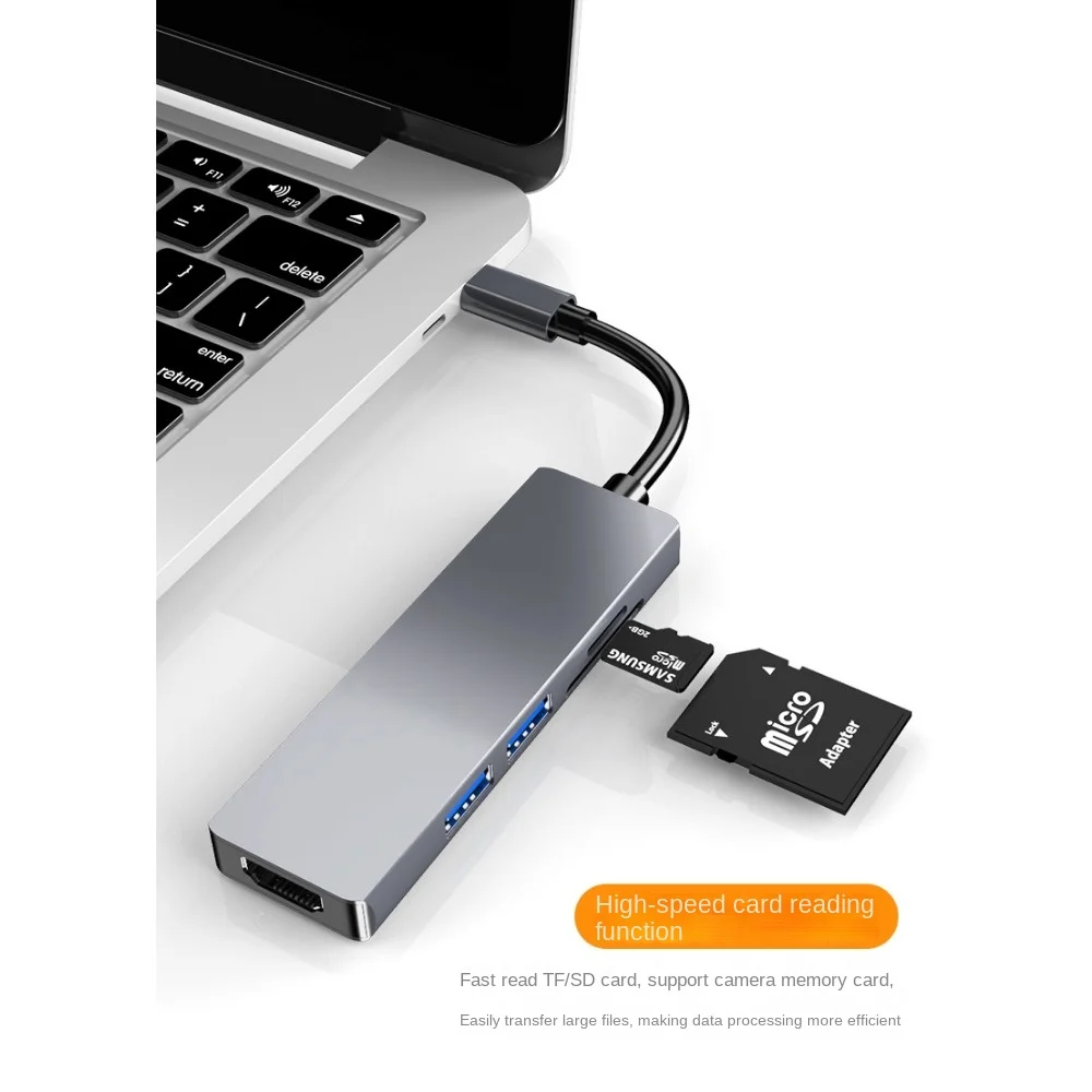 Tipo-C Docking Station para HDM Card Reader, Notebook Expansão Dock, USB Extender Hub Concentrator