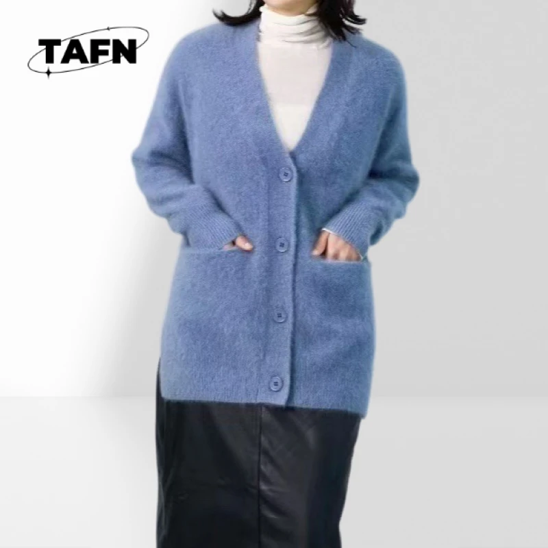 Cardigan clássico de caxemira feminino – design vintage para configurações casuais em 2025 passeios casuais de caxemira retrô feminino AC3002