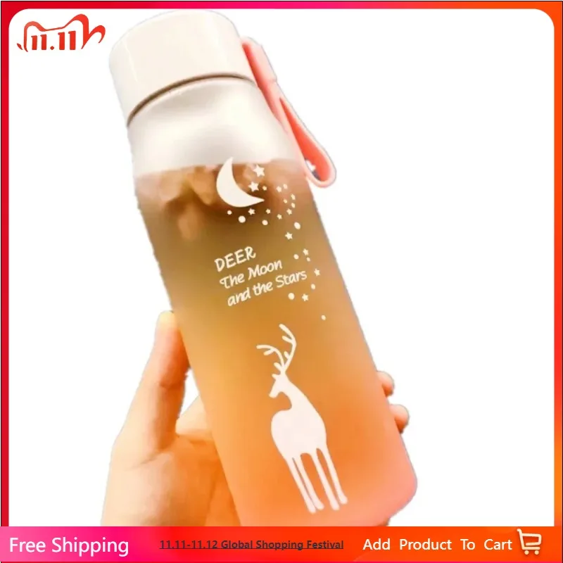 560ml Large-capacity Water Bottle Portable Gradient Color Plastic Water Cup Frosted Outdoor Sports Leakproof Student Water Cup