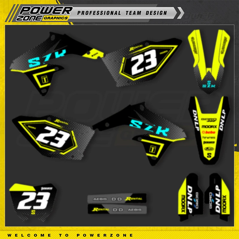 

Наклейки на мотоцикл POWERZONE на заказ для SUZUKI RMZ450 2008-2017 RMZ 450, индивидуальный комплект защиты графического номера 02