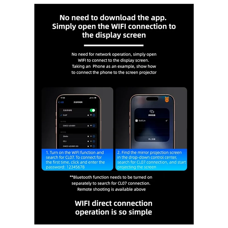 【Em estoque】CL07 Espelhamento de tela Selfie Stick WIFI Tela de projeção Tripé Display em tempo real Monitor de selfie para smartphone Vlog