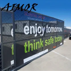 AIMOR Custom Logo Picture Any Size Color DIY Mesh cloth Banner Outdoor Advertising Cloth Windproof Rainproof Background Print
