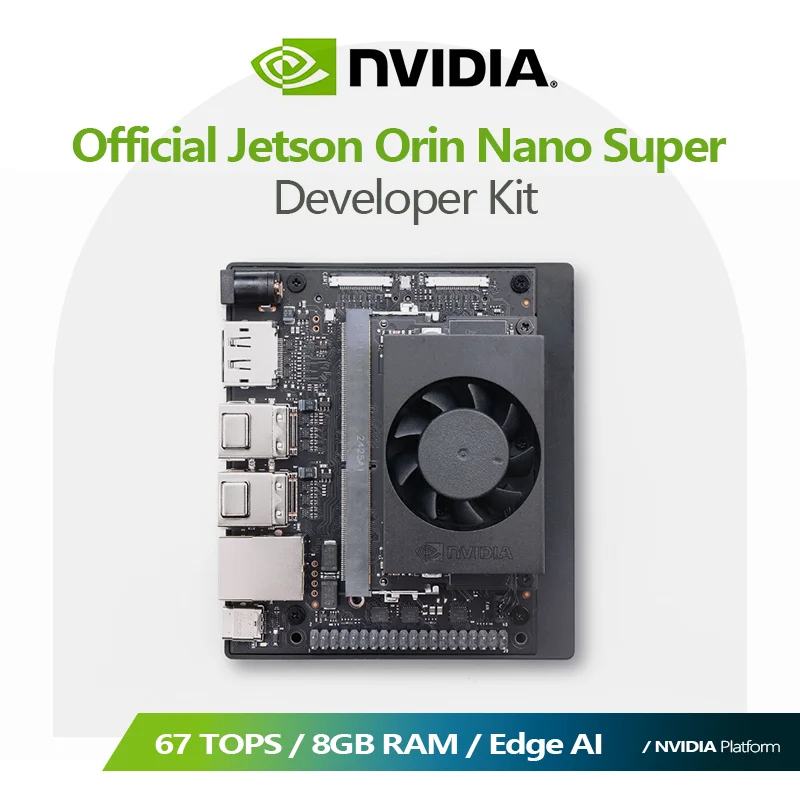 NVIDIA Official Jetson Orin Nano Super Developer Kit, 67 TOPS Edge AI, 8GB, Wi-Fi，Dual M.2