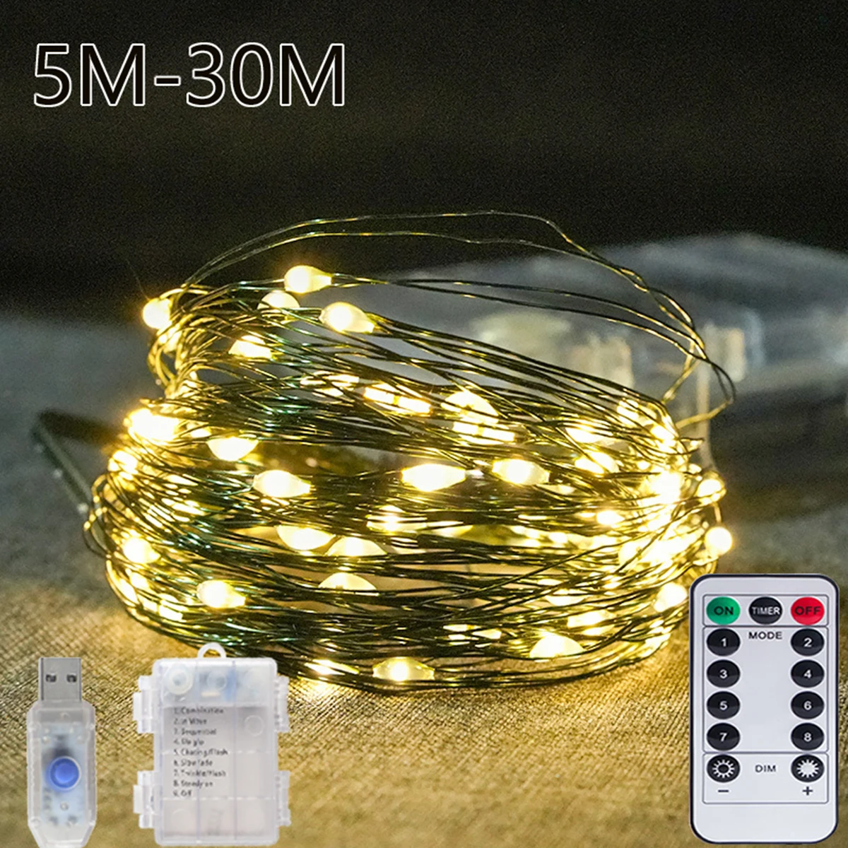 5M/30M Fairy Lights Christmas String Lights Garland LED Outdoor For New Year Party Garden Terrace Christmas Tree Decoration Lamp