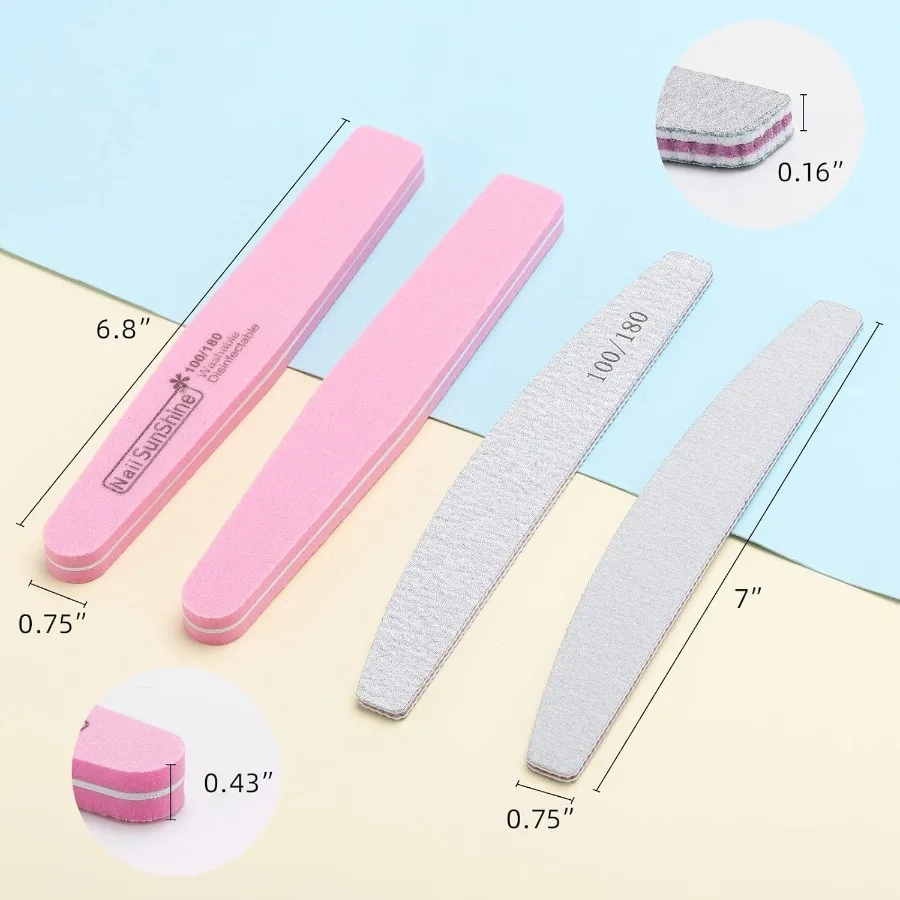 35 Count 100 180 Grit Nail Files and Buffers Set with Double Sided Emery Boards and Washable Buffing Blocks for Natural Nails a
