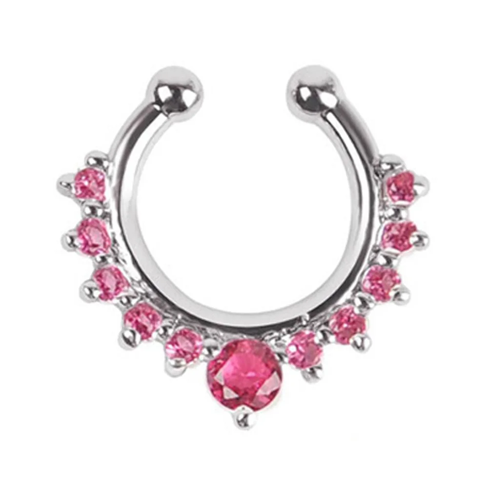 1pc Neue Gefälschte Piercing Schmuck Clip Auf Nase Septum Ring für Frauen Gefälschte Nase Ringe Hoop Crysta Faux Nicht durchbohrt Nase Ring Ohrringe