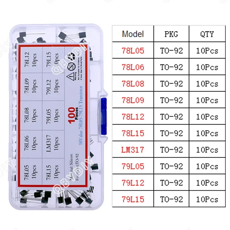 TO-92 TO-92L TO-126 TO-220 Series Mosfet Triode Thyristor PNP NPN Transistor Assortment Kit Box