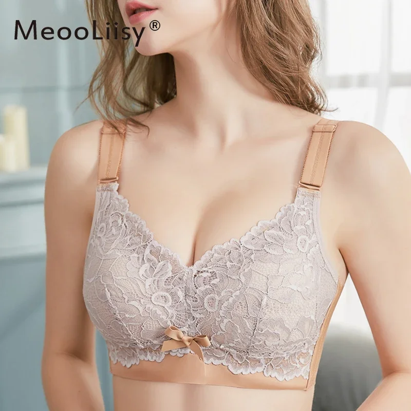 MeooLiisy Latex Thin Cup Minimizer Bra for Women Plus Size Wire Free Lingerie Push Up Adjustable Brassiere Underwear