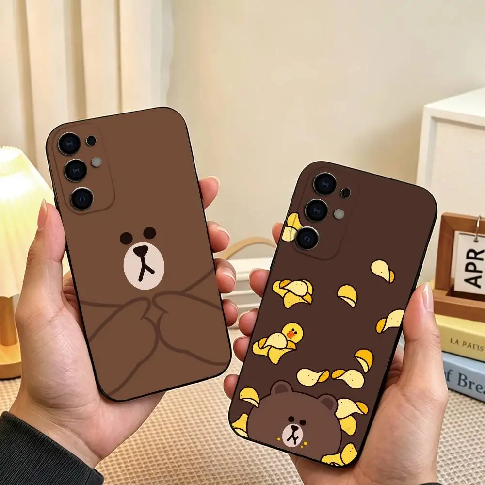 C-Cute Cartoon  Line FriendsES BrownS Phone Case Black Silicone Soft For Samsung S26,S25,S24,S23,S22,S21,S30,Ultra,Plus,Fe,Lite