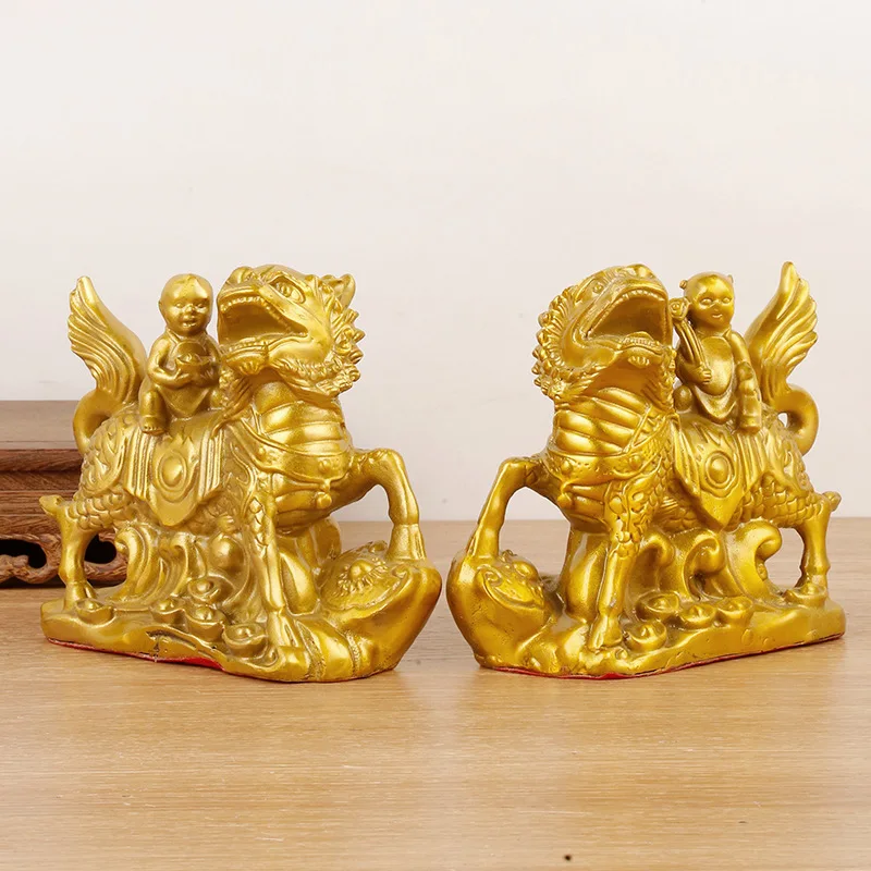 

Brass - Ornament Single - Double Child-Bearing Auspicious Cloud Unicorn