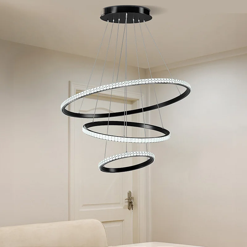 Lámpara colgante LED circular minimalista de 3 anillas - Lámpara nórdica para sala de estar/dormitorio/isla de cocina