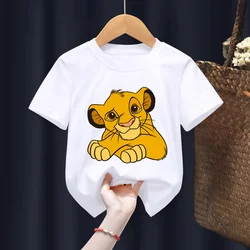 Summer with a Roar! Disney Lion King's Fun Cartoon Print T-shirt for Boys Girls, Cotton Casual Short Sleeve Tops for Kids