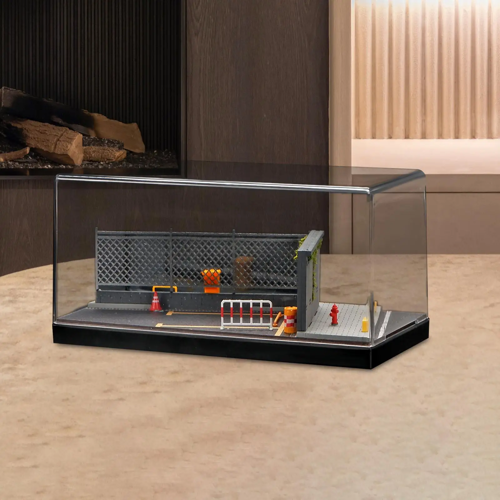 1/64 Diorama Auto Vitrine Stofdicht Landschap Collectie Ornament Realistische Decoratieve Layout Organizer Show Case Home Decor