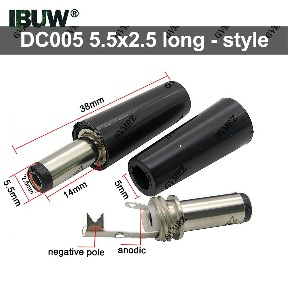 10PCS DC005 5.5*2.1mm 5.5*2.5mm DC power plug Male round plug Wire welding type Wiring welding head  5.5x2.1mm 5.5x2.5mm