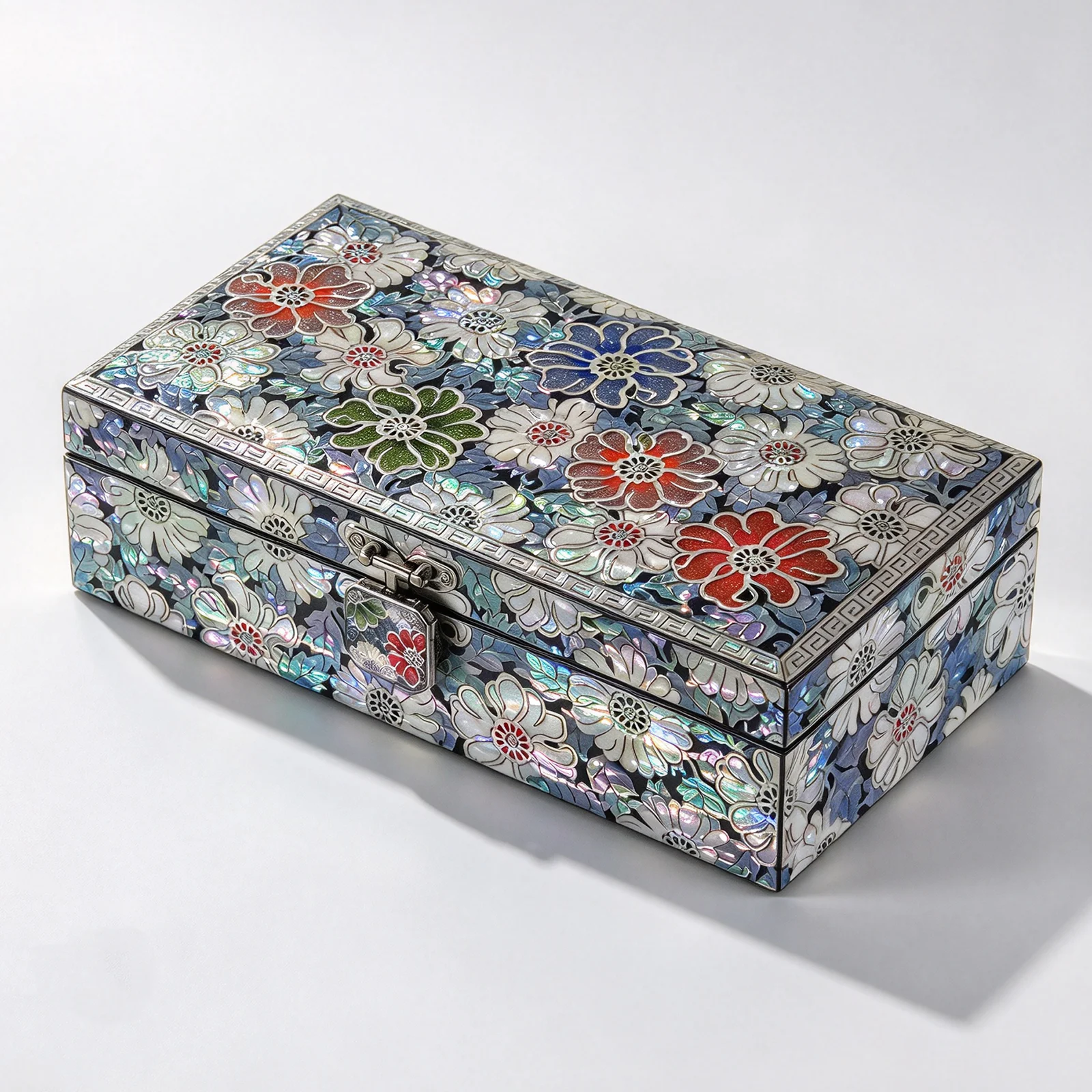 Mother of Pearl Lacquered Jewelry Box Handmade Sea Shell Inlaid Crafts Organizer for Earring, Necklace, Rings, Ideal Gifts