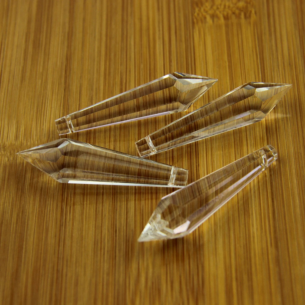 10Pcs/lot 55mm Clear Glass U-Icicle Drops K9 Crystal Prism Pendant Chandelier Parts For Bead Curtain Accessories