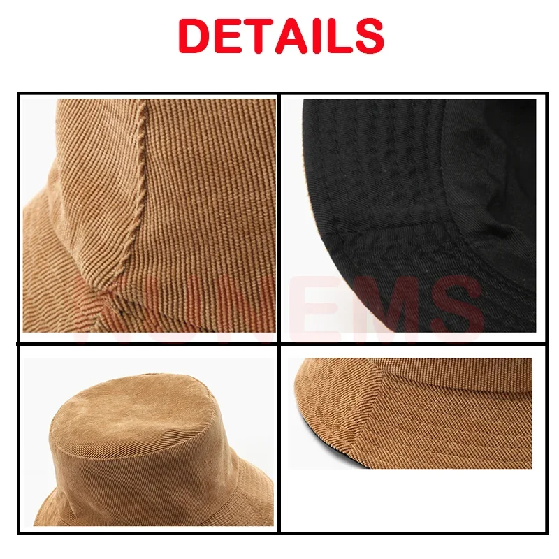 KUNEMS Custom Hat Logo Print Corduroy Bucket Hat for Men and Women Brand Design Embroidery DIY Summer Fisherman Cap Unisex