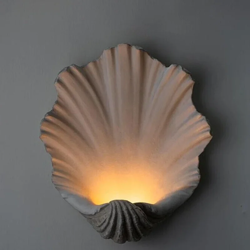 Vintage Retro Shell Wall Lamp LED Atmosphere Candle wall sconces Art Decor lounge lights Living Room Background wall art light