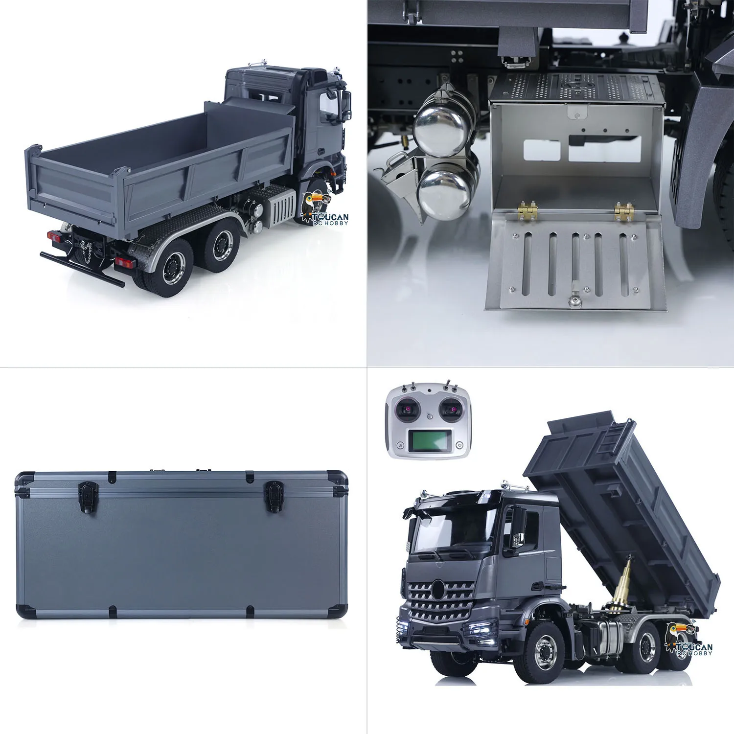 

1/14 Hydraulic RC Dump Truck 6x6 Metal TOUCAN Radio Control Tipper Car 3 Speed Gearbox Light Sound Vehicle Cars RC Toys