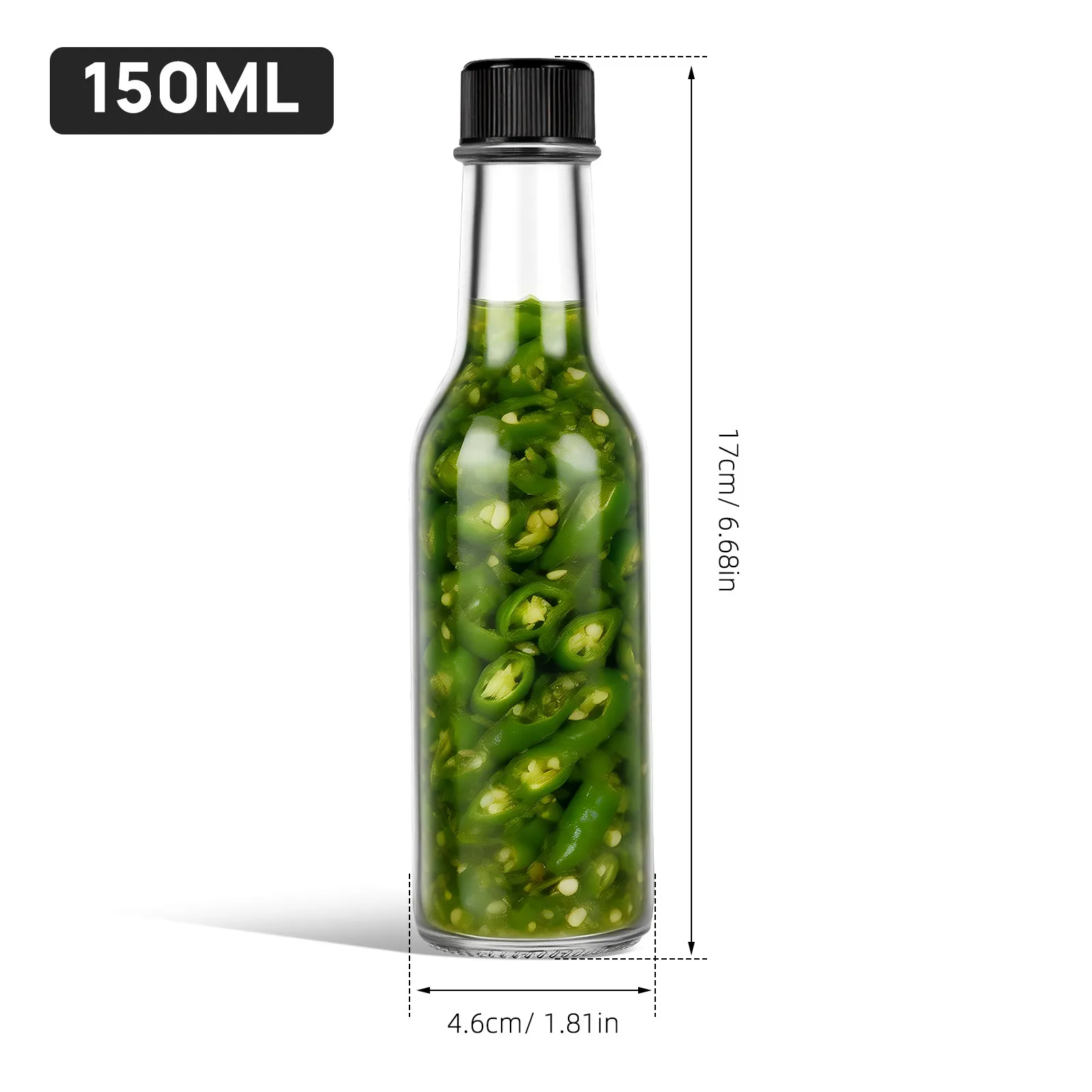 6pcs Glass Sauce Bottles with Sealed Lids – Multipurpose Condiment, Dressing, Jam & Ketchup Storage for Kitchen & Picnic
