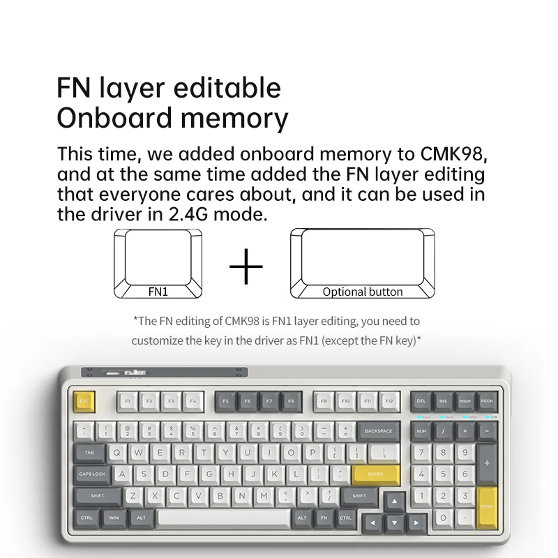 FL -esports CMK98 tastiera meccanica intercambiabile a caldo a tre modalità 98 tasti RGB