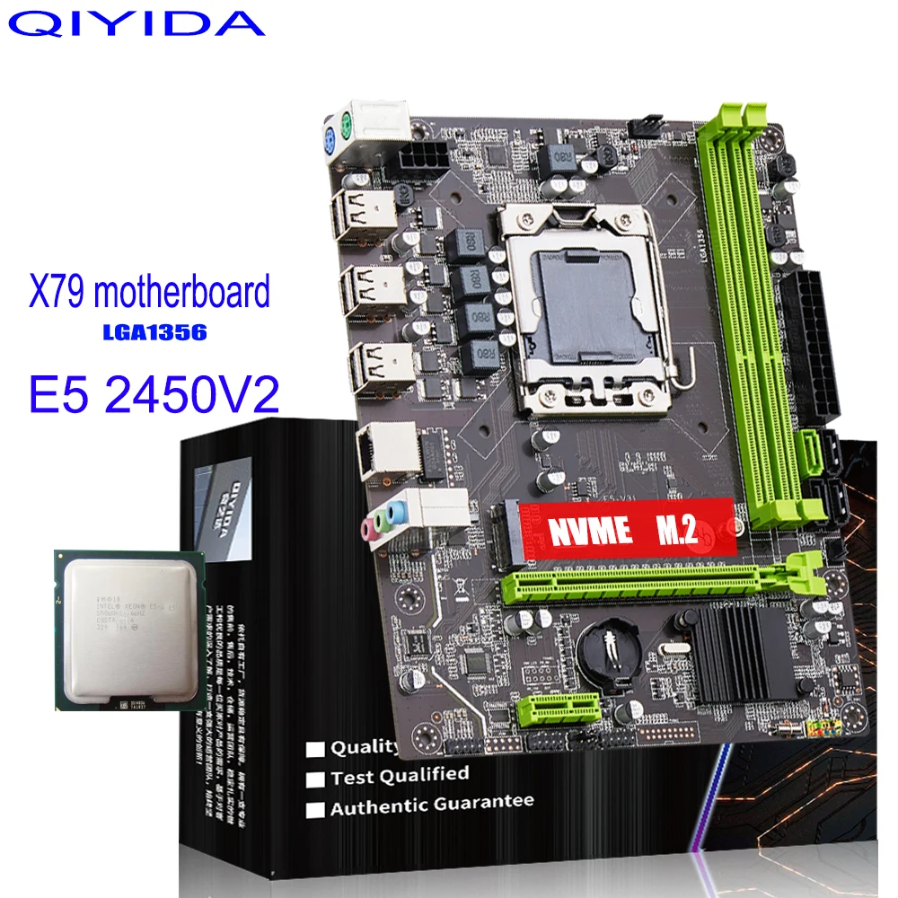 QIYIDA X79 motherboard Set with Xeon LGA 1356 E5 2450 V2 Cpu DDR3 pc3 Memory Ram E5 V32