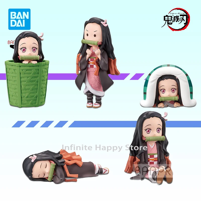 

5Pcs/set Original Genuine In Stock Bandai Banpresto Demon Slayer Kawaii Kamado Nezuko Collection 2 Anime Figure Decoration Gift