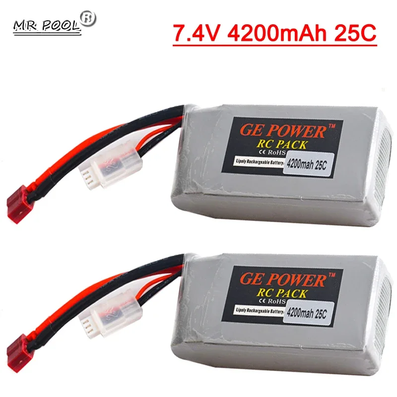 

GE Power 7.4V 4200MAH 25C 2S li-po Lipo battery with T plug for Wltoys 12428 12429 Remote Control car RC boat