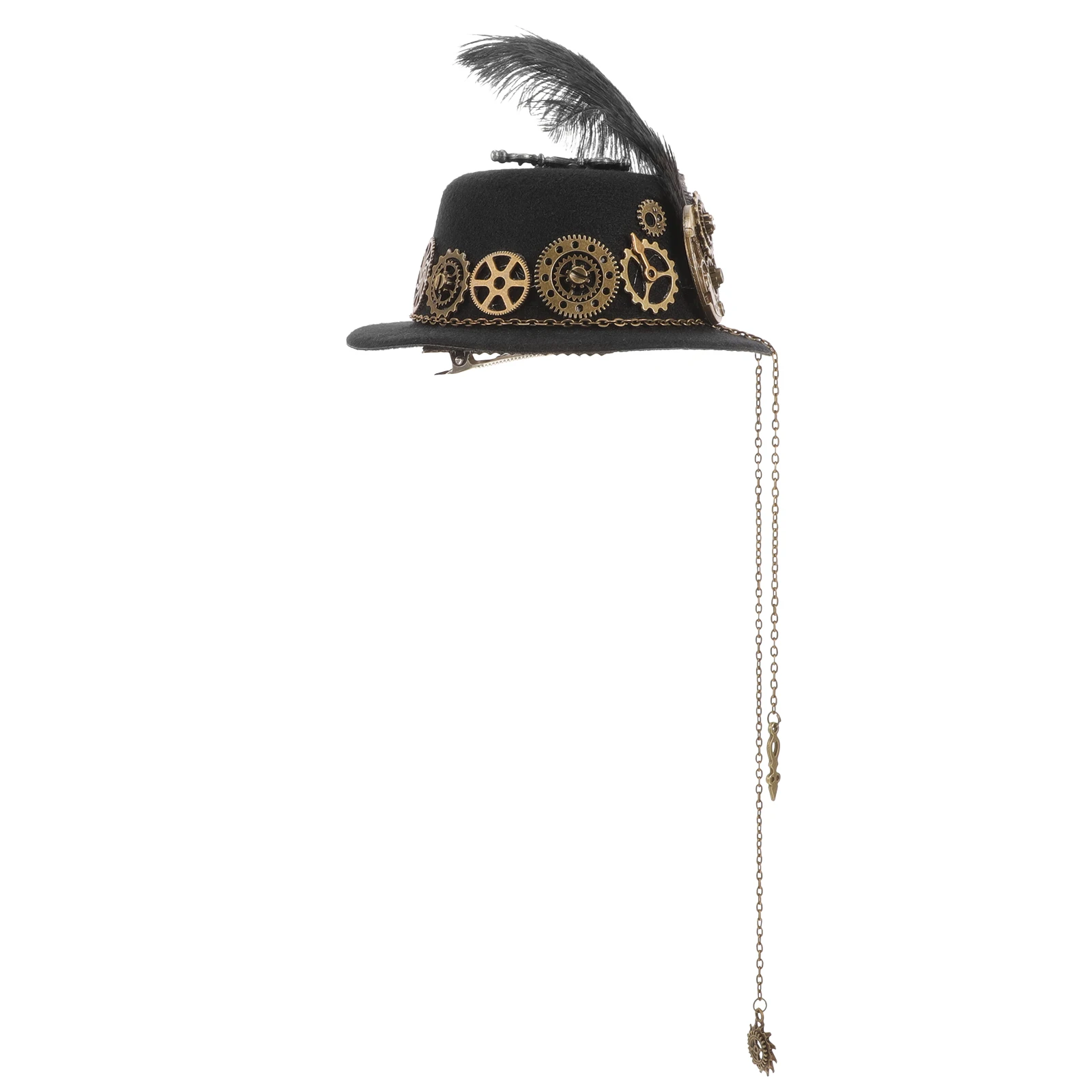 

Steampunk Gear Headpiece Black Mesh Top Hat Hair Clip Punk Accessories Women Retro Party Carnival Stage Performance Costumes