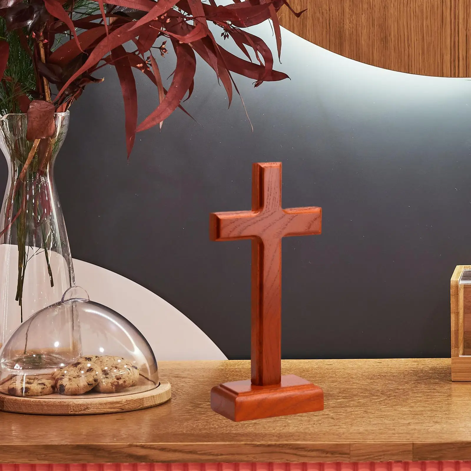 Wooden Cross Carving Christmas Easter Decor 3D Carving Christian Jesus Cross for Office Church Farmhouse Living Room Entryway
