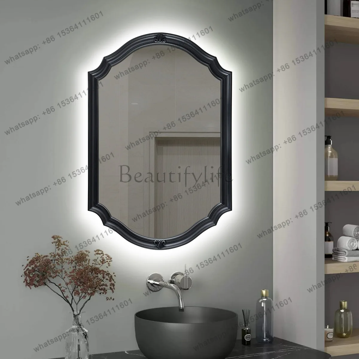 PG French wall-mounted bathroom mirror Home retro premium bathroom American entrance decorative mirror