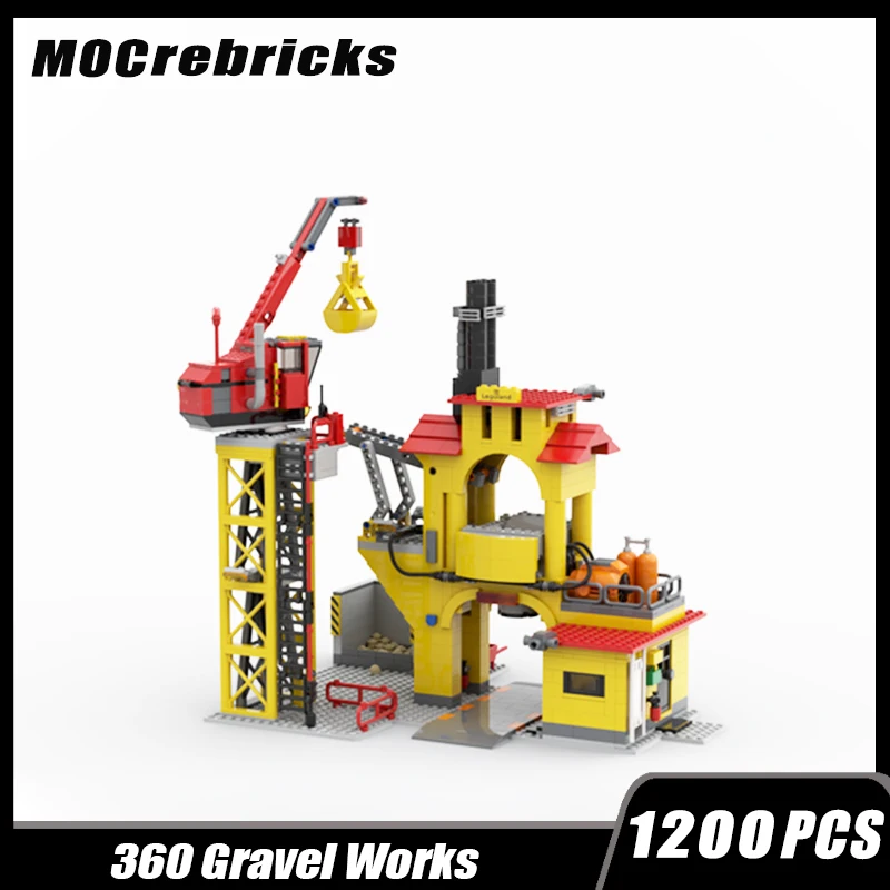 MOC-129240 City Building 360 Gravel Works Revisited Crane Building Block Assemble Model Brick Toy Children's Christmas Gifts