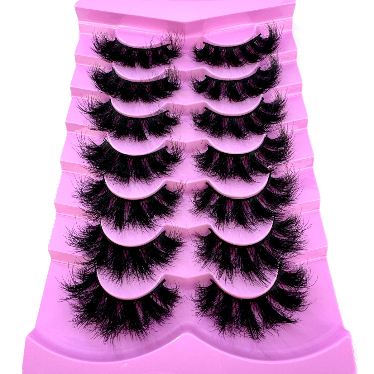 7ペア 3D フェイクミンクつけまつげ ナチュラル メッシーまつげ クロス ドラマチック ロング ウィスピー ふわふわまつげエクステ ビッグアイメイク