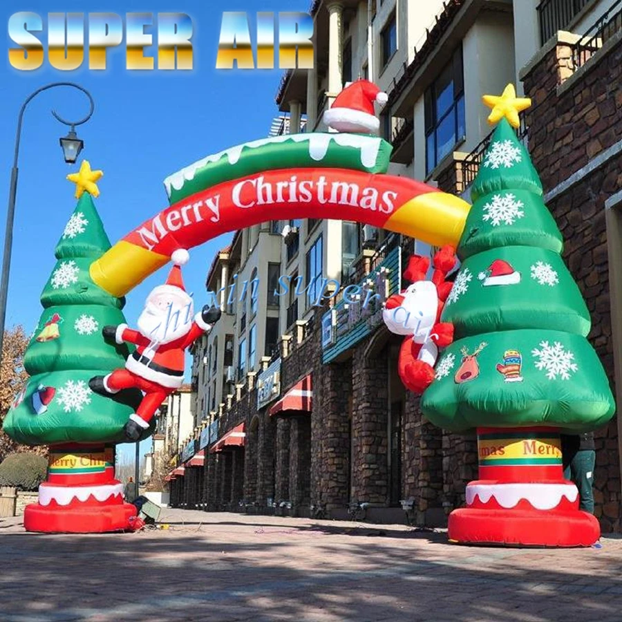 Claus Christmas Inflatable Arch Santa Climb on Tree Archway for Sale / Arch Outdoor Holiday Decorations