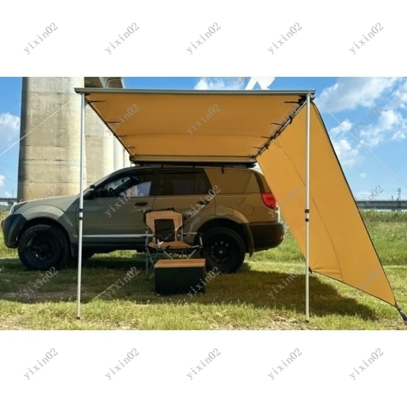 Outdoor Car Awning Sunshade Full Black PU Coating Windproof UV Protection Shield