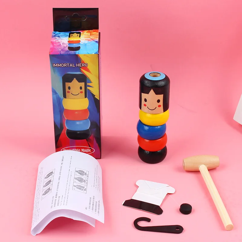 Magic Wooden Toy Unbreakable Tumbling Man Fun Performance Prop for Kids and Adults