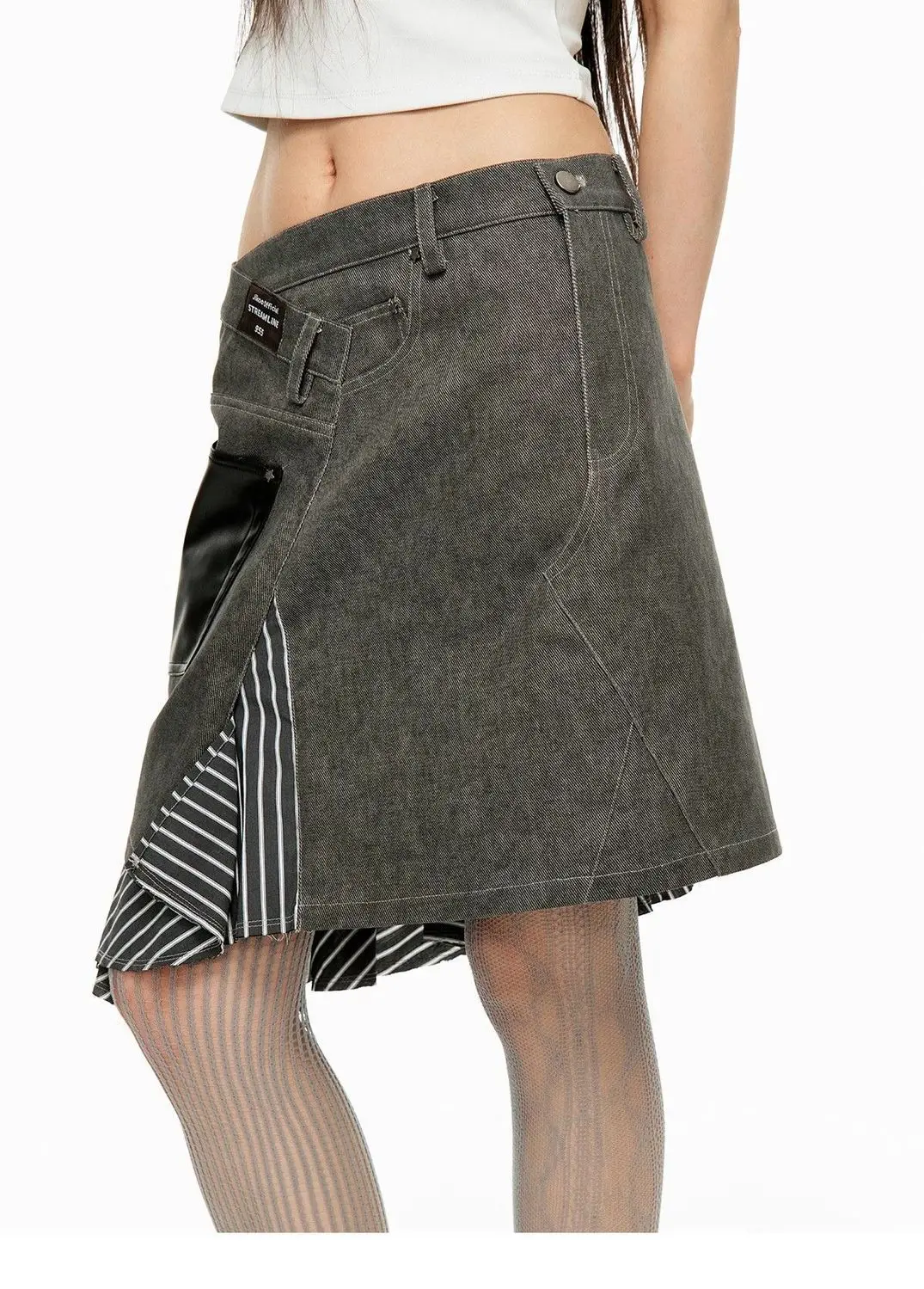 Multi-sided Wear Splicing Irregular Skirt Old Medium Skirt Large Size High Waist Spice Girl Twill Denim A-shaped Skirt
