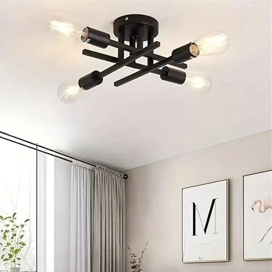 

Iron Art LED Ceiling Light Indoor Surface Mounted Chandeliers E27 6/8 Heads Ceiling Lamps for Bedroom Dining Room Hotel Decor