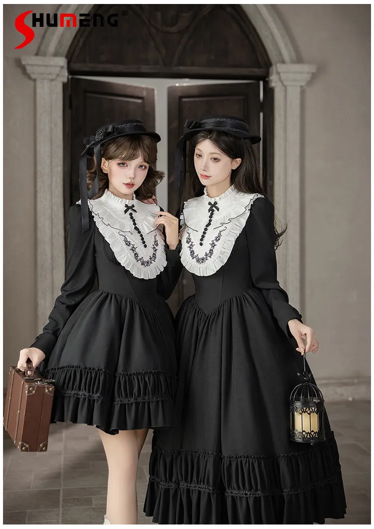 

Original Gothic Retro Long Dresses OP New Spring and Autumn 2026 Woman's Slim-fit Lolita Long-sleeved Dress Vestidos De Mujer