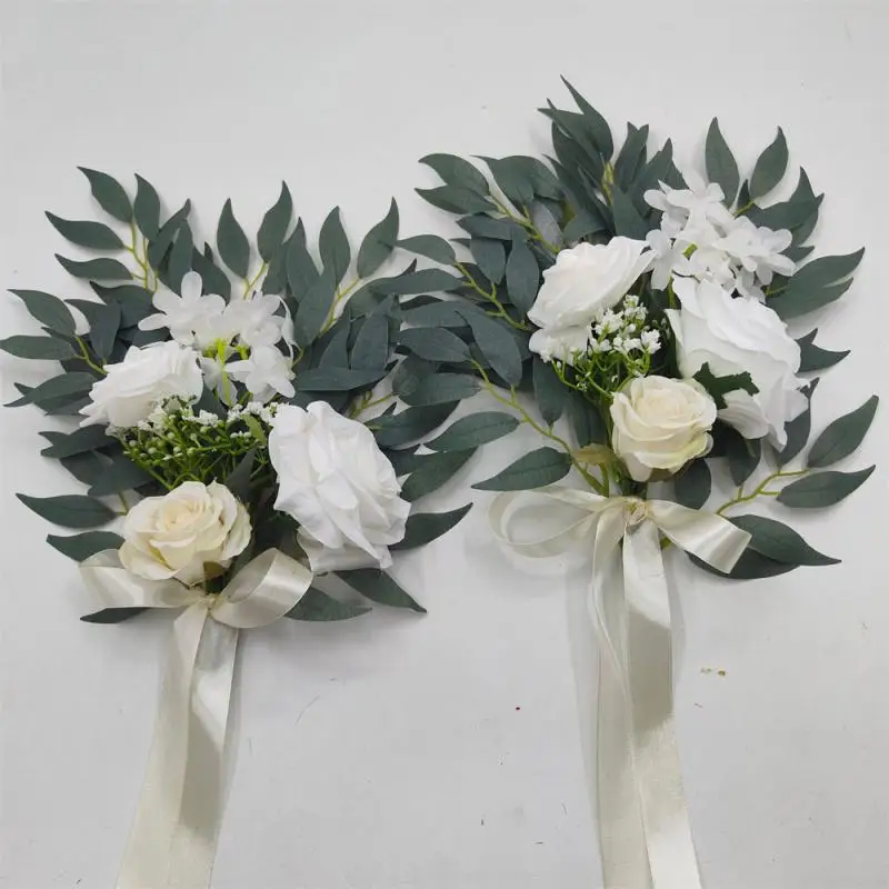 Yannew-Kit de fleurs artificielles pour arche de mariage, guirxiété d'eucalyptus poussiéreux, rideaux Boho, rose bleu, décorations de mariage, signe de bienvenue