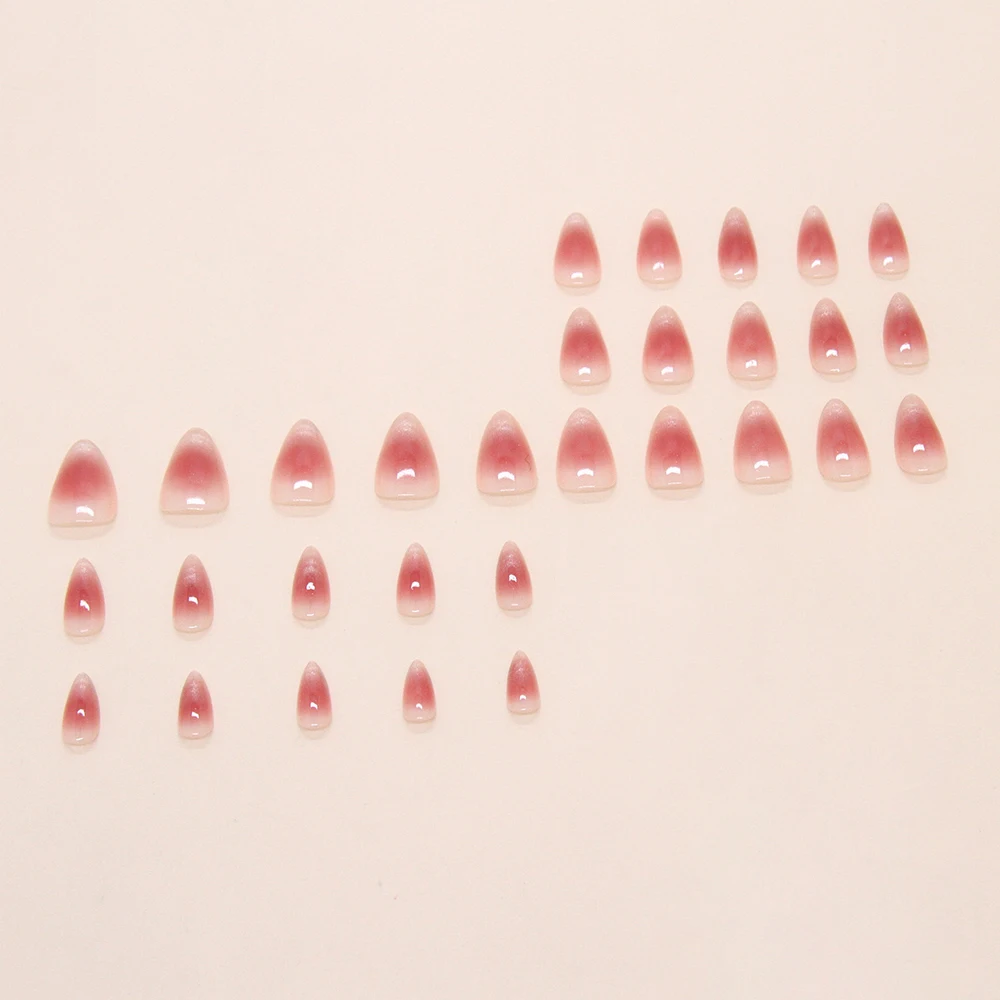 24Pcs Short Oval Head Blush Pink Press On Nails Nude Color Wearable Almond False Nails Charms Detachable Fake Nail For Girl view 4