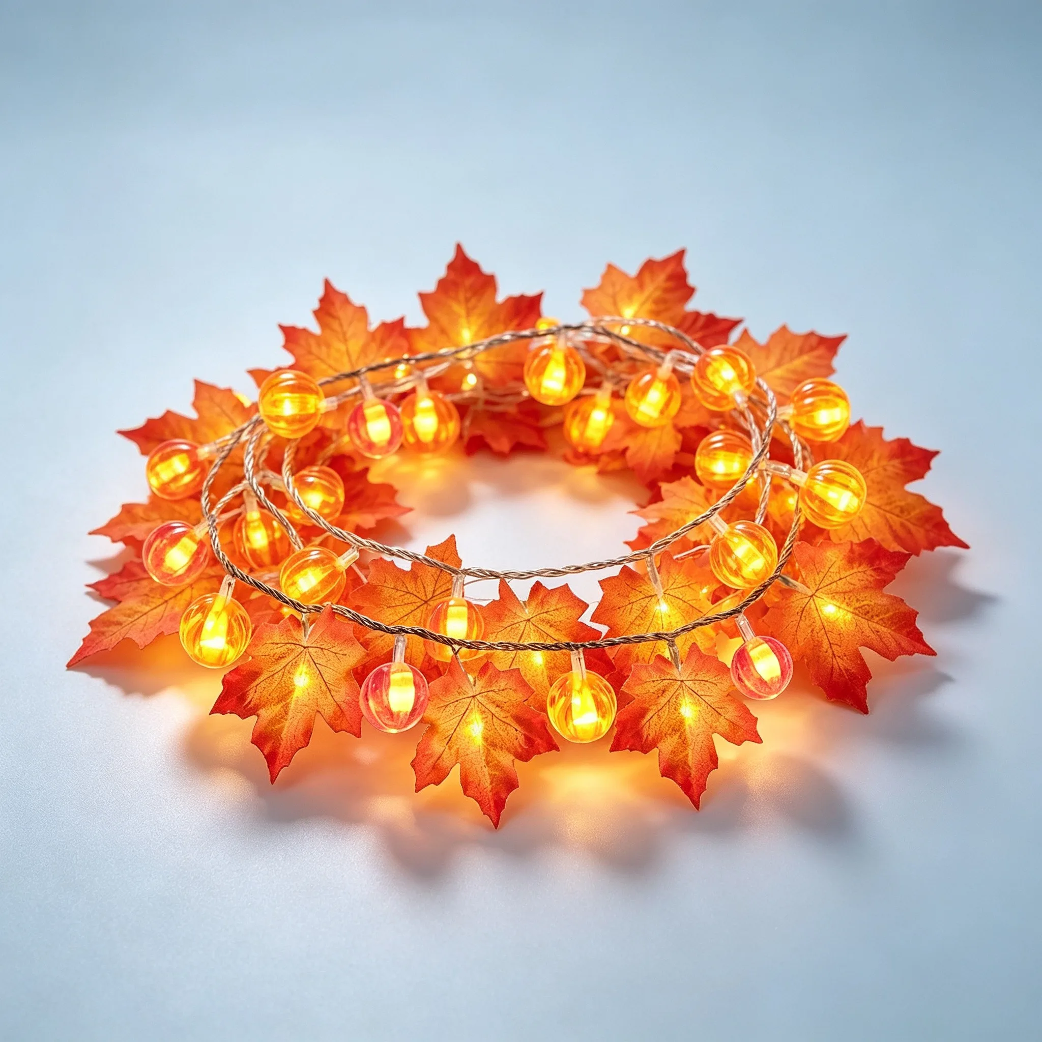 String Lights Maple Leaf Pumpkin Battery Powered LED Garland Fairy Lights Warm White for Halloween Fall Wedding Fall Decor