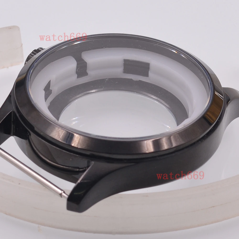 42 مللي متر حافظة ساعة من الفولاذ المقاوم للصدأ باللون الأسود حافظة من زجاج الياقوت تناسب أجزاء ساعة الحركة الأوتوماتيكية NH35 NH36 #5