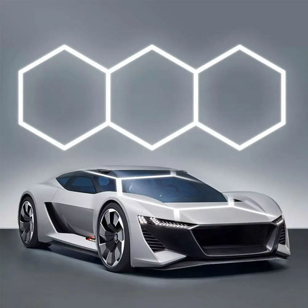 أضواء LED لمرآب السقف السداسي على شكل قرص العسل مع فتحة واحدة/ثلاثة/خمسة مناسبة لورش العمل وصالونات الشعر وصالات الألعاب الرياضية