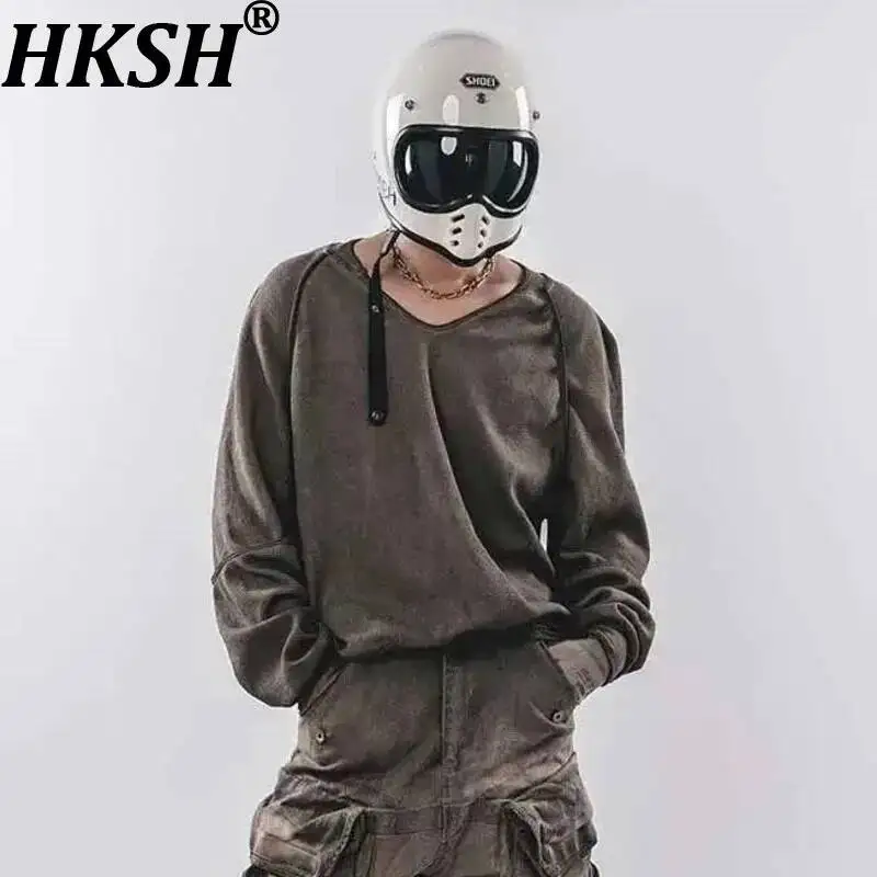 

HKSH Весенне-осенняя новая мужская толстовка в стиле панк с асимметричными вставками, свободный крой, в стиле «Wasteland», шикарный топ HK3305