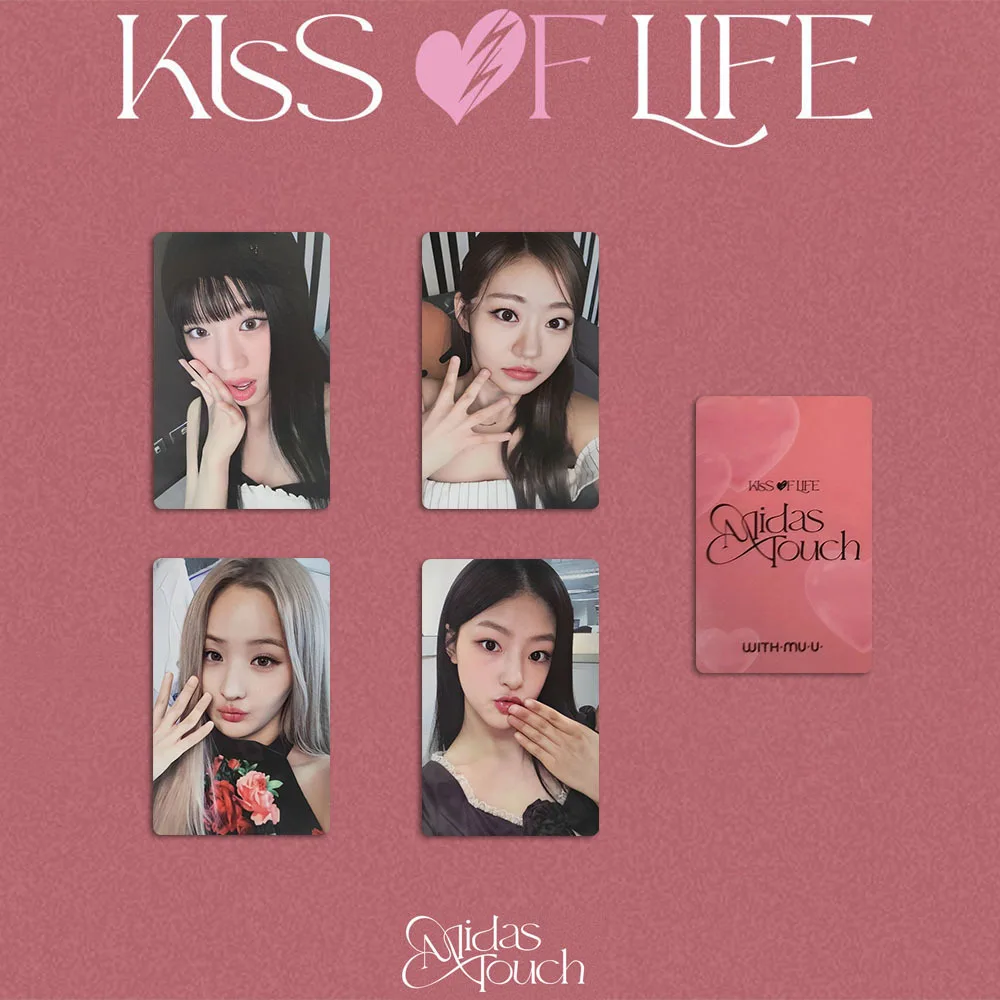 4Pcs/Set Kpop KISS OF LIFE Midas Touch Album New Photocards MEET WITHMUU SHOWCASE Ver Selfie Lomo Cards Fans Collection Gifts